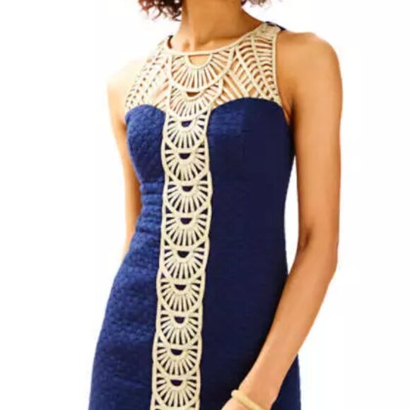 Lilly Pulitzer Dresses & Skirts - Lilly Pulitzer 25138 True Navy/Soutache Gold Tana Shift Dress size 12